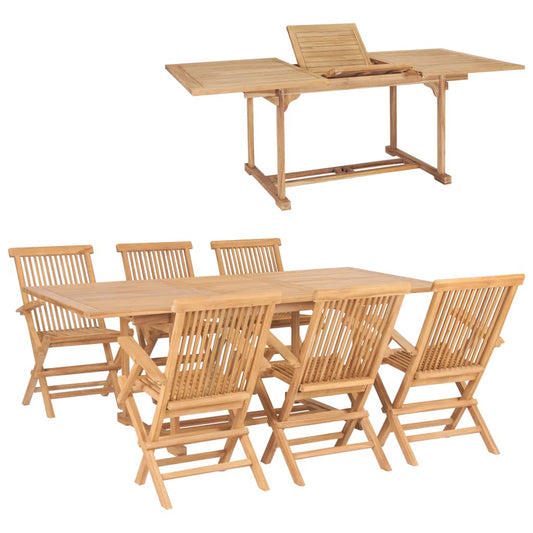 7-tlg. Garten-Essgruppe 150-200 x 100 x 75 cm Massivholz Teak