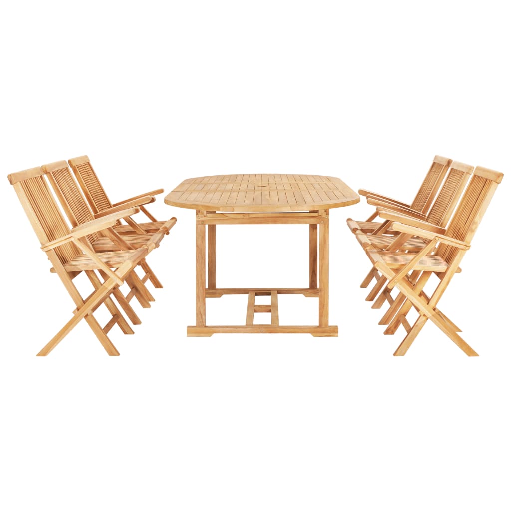 7-tlg. Garten-Essgruppe 150-200 x 100 x 75 cm Massivholz Teak