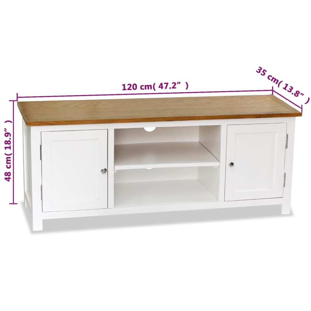 TV-Schrank 120x35x48 cm Massivholz Eiche