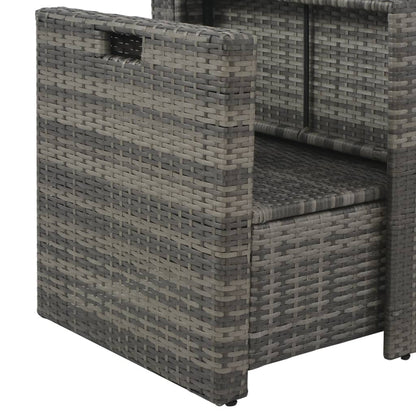 6-tlg. Garten-Lounge-Set mit Polstern Poly Rattan Grau