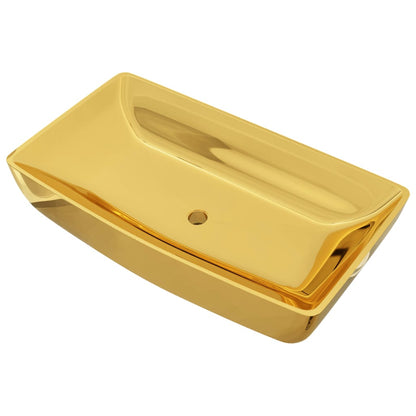 Waschbecken 71 x 38 x 13,5 cm Keramik Golden