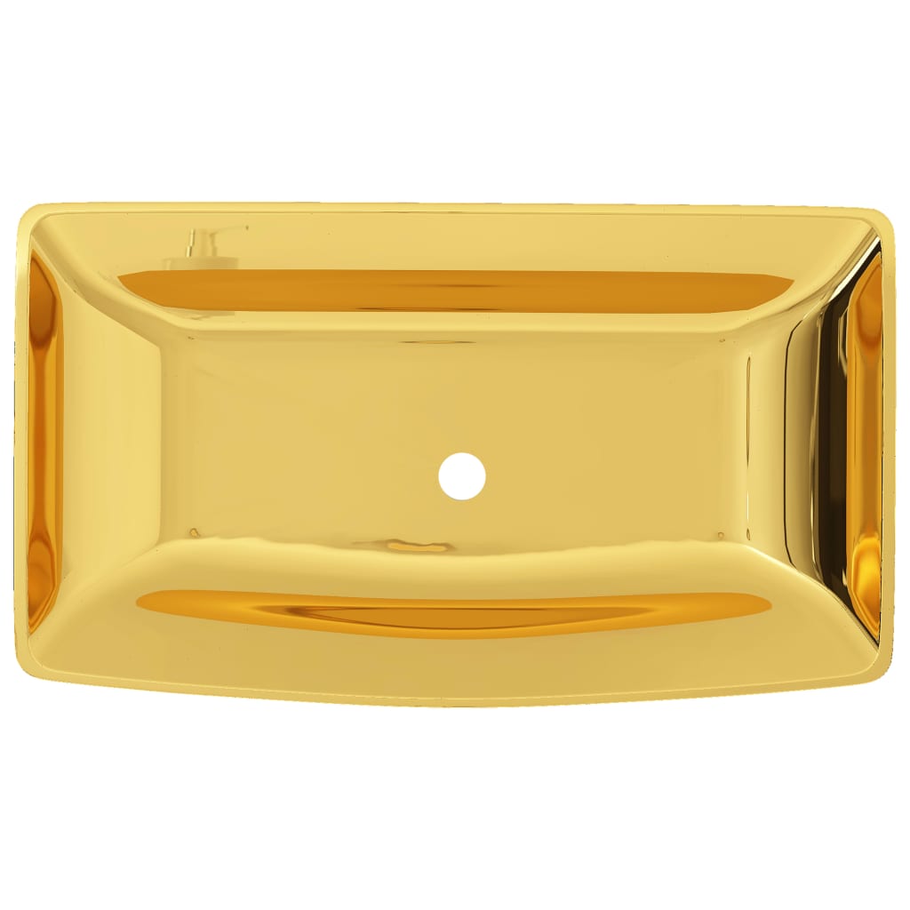 Waschbecken 71 x 38 x 13,5 cm Keramik Golden