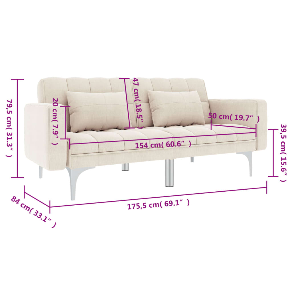 Schlafsofa Creme Stoff