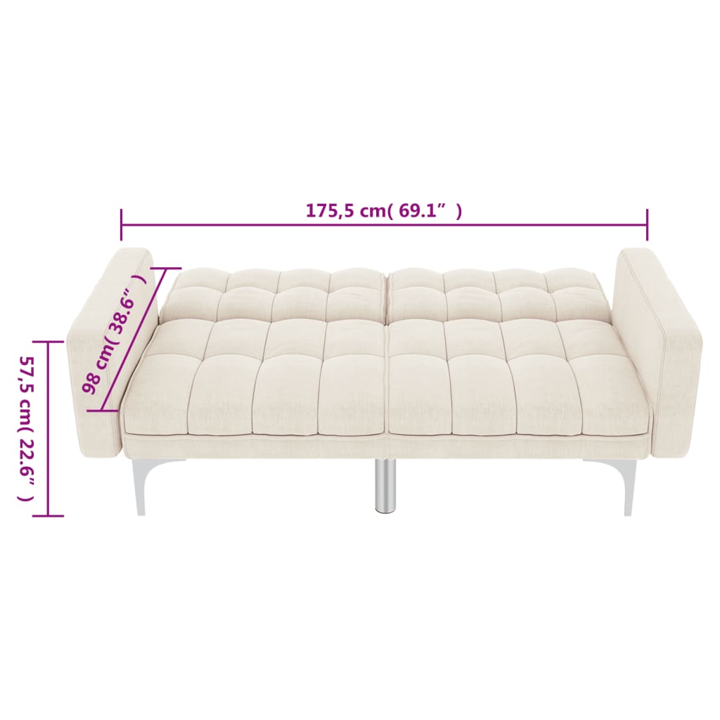 Schlafsofa Creme Stoff