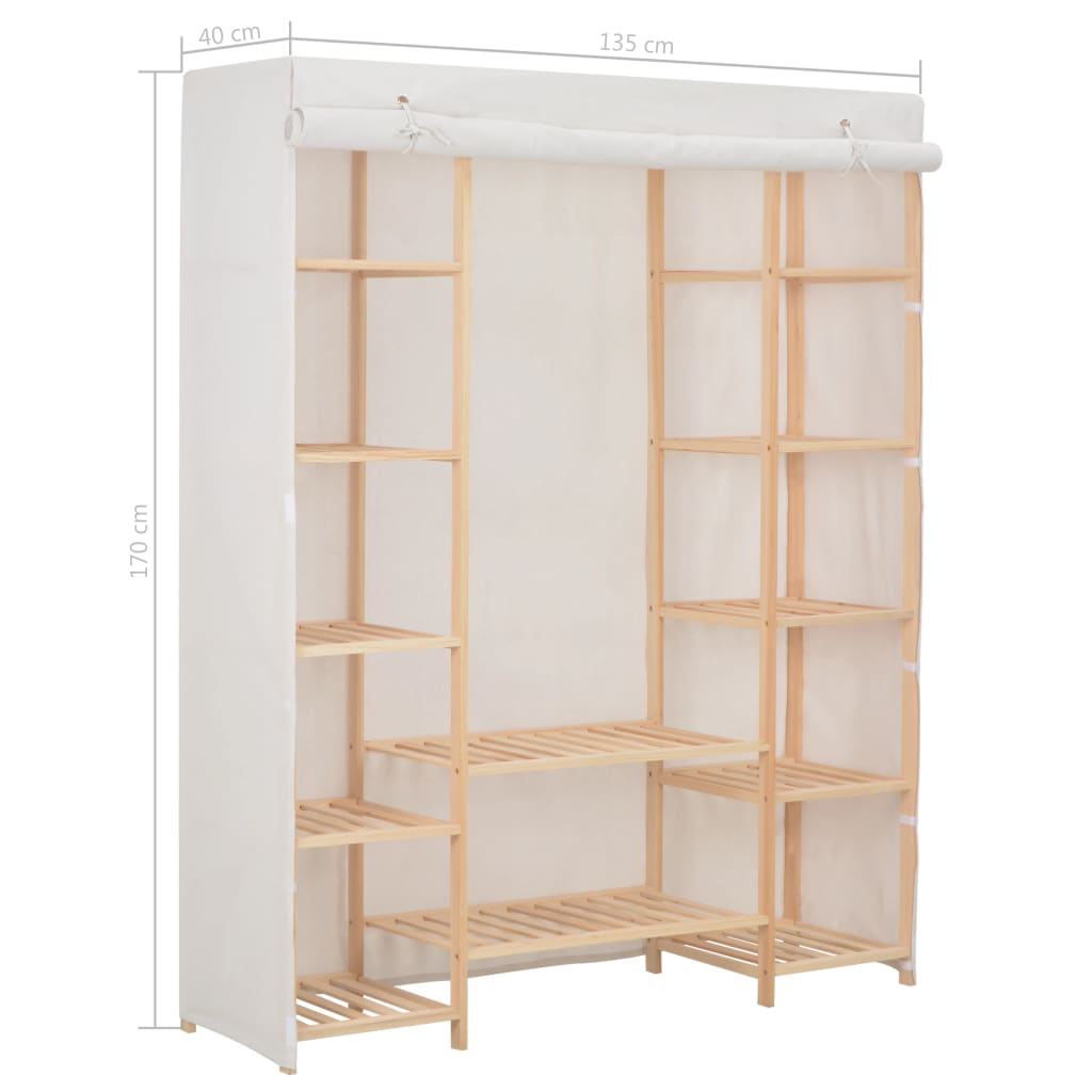 Kleiderschrank Weiß 135 x 40 x 170 cm Stoff