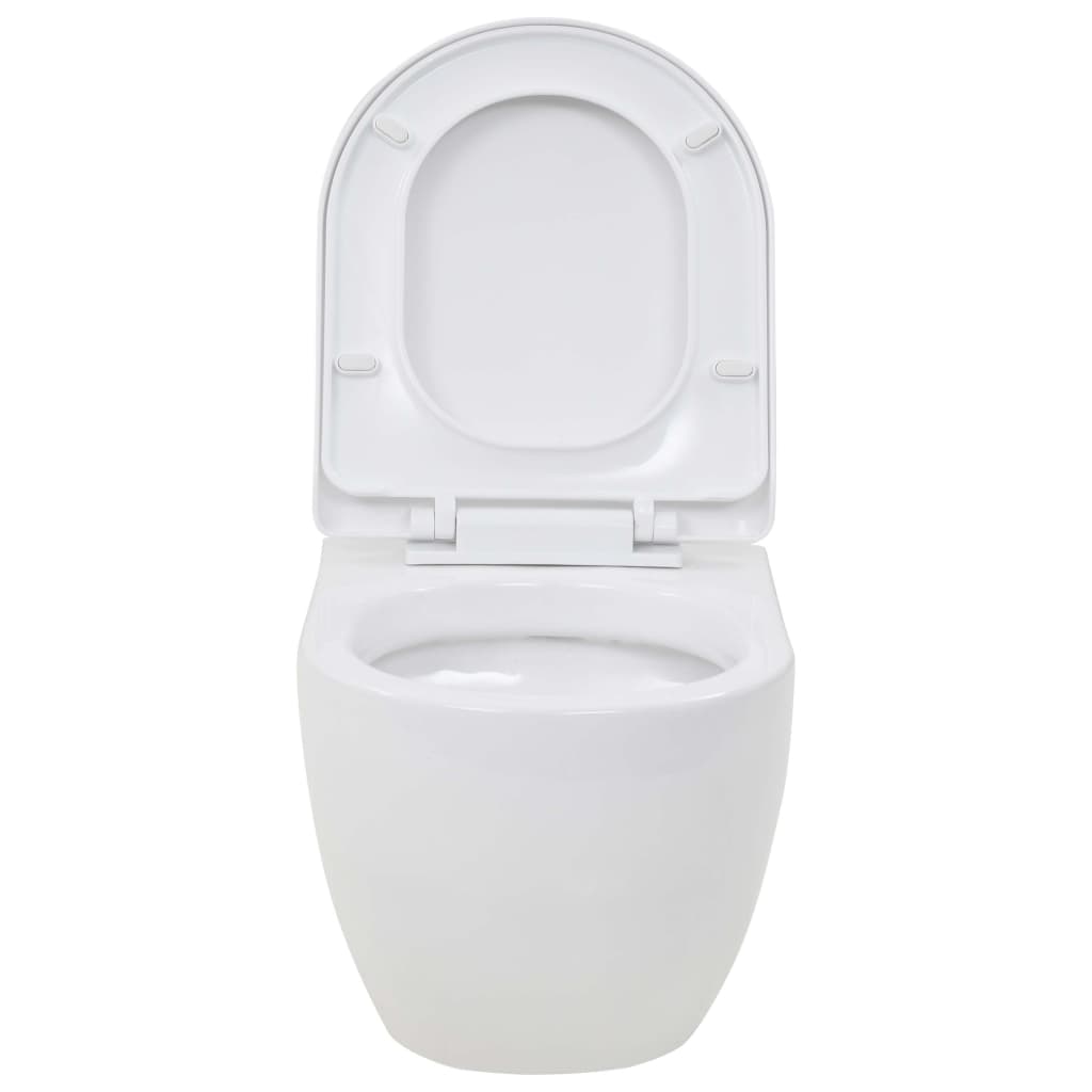 Wall-hung toilet with built-in cistern ceramic white