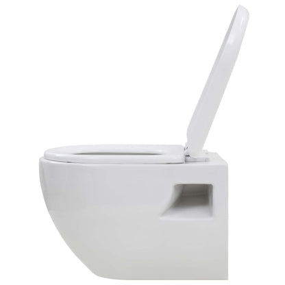 Wall-hung toilet with built-in cistern ceramic white