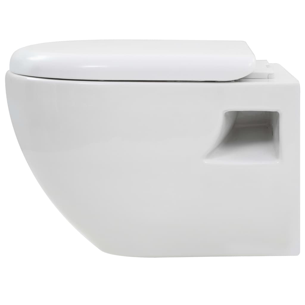 Wall-hung toilet with built-in cistern ceramic white