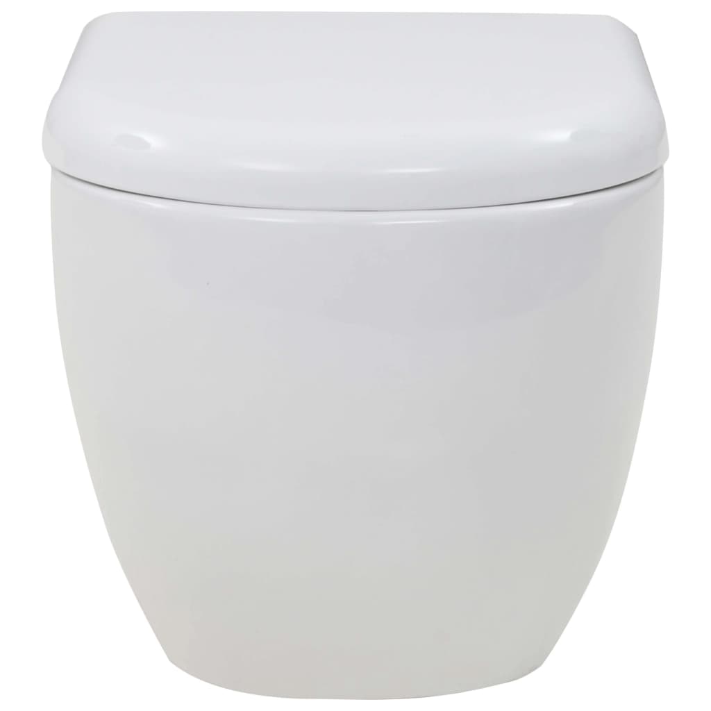 Wall-hung toilet with built-in cistern ceramic white