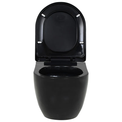 Wall-hung toilet with built-in cistern ceramic black