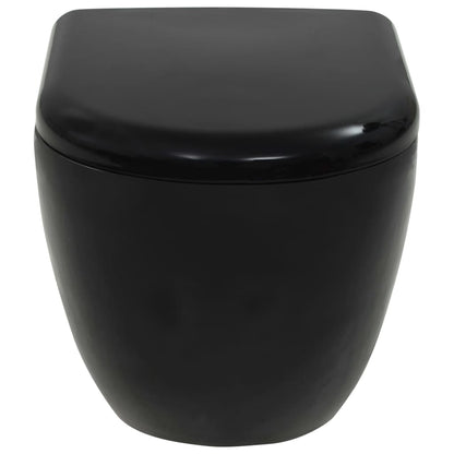 Wall-hung toilet with built-in cistern ceramic black