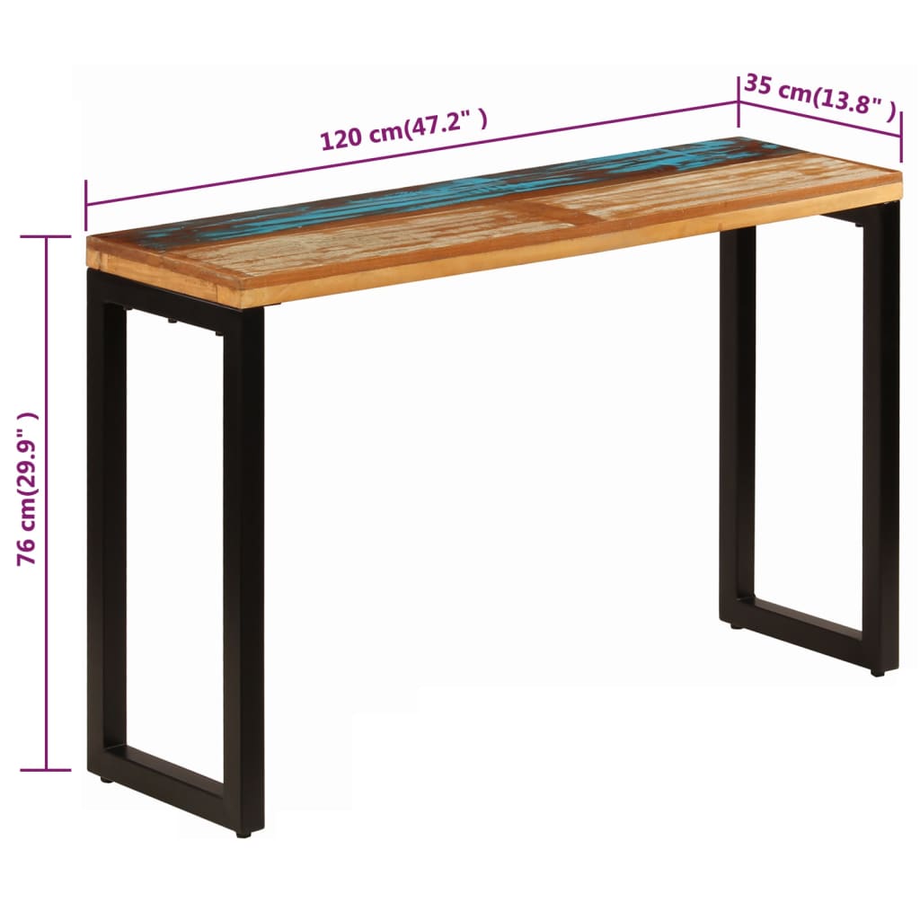 Konsolentisch 120x35x76 cm Stahl und Altholz