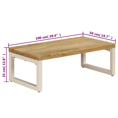 Couchtisch 100x50x35 cm Massivholz Mango und Stahl