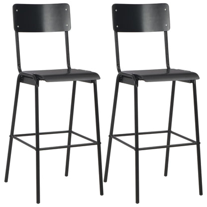 Bar stools 2 pcs. Black solid plywood steel