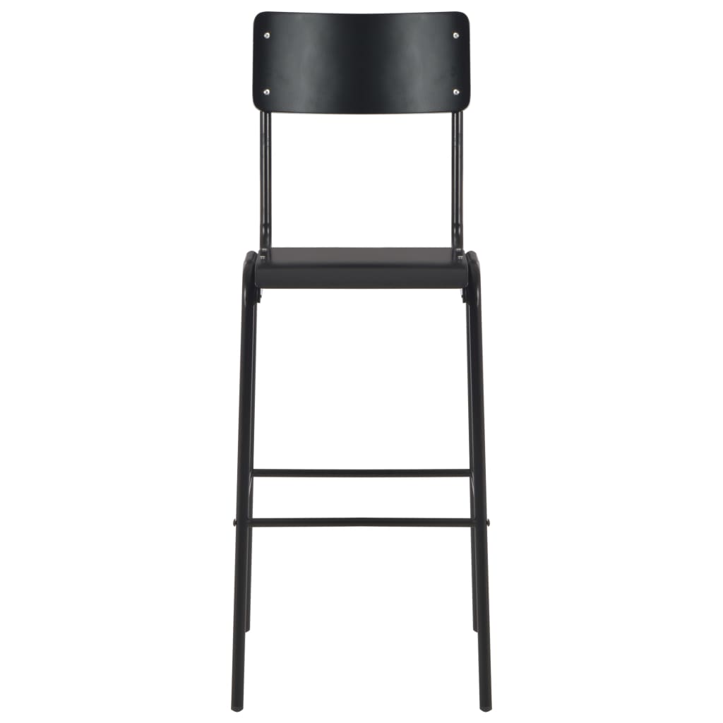 Bar stools 2 pcs. Black solid plywood steel