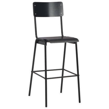 Bar stools 2 pcs. Black solid plywood steel