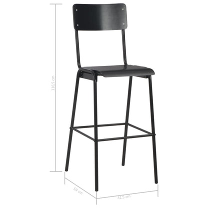 Bar stools 2 pcs. Black solid plywood steel