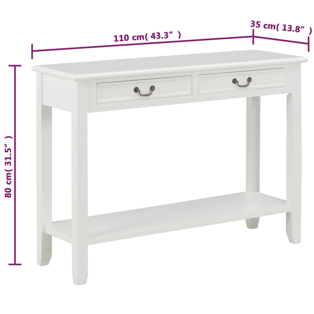 Konsolentisch Weiß 110 x 35 x 80 cm Holz