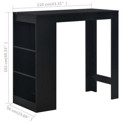 Bartisch mit Regal Schwarz 110 x 50 x 103 cm