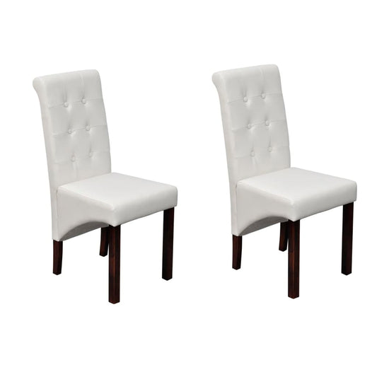 Dining room chairs 2 pcs. White faux leather