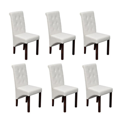 Dining room chairs 6 pcs. White faux leather