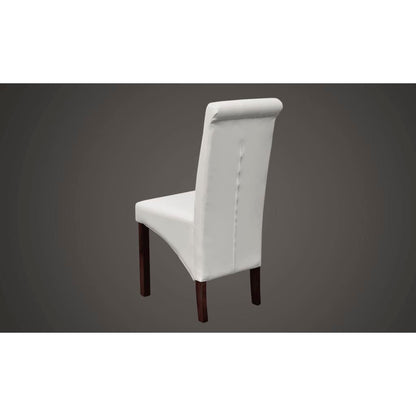 Dining room chairs 6 pcs. White faux leather