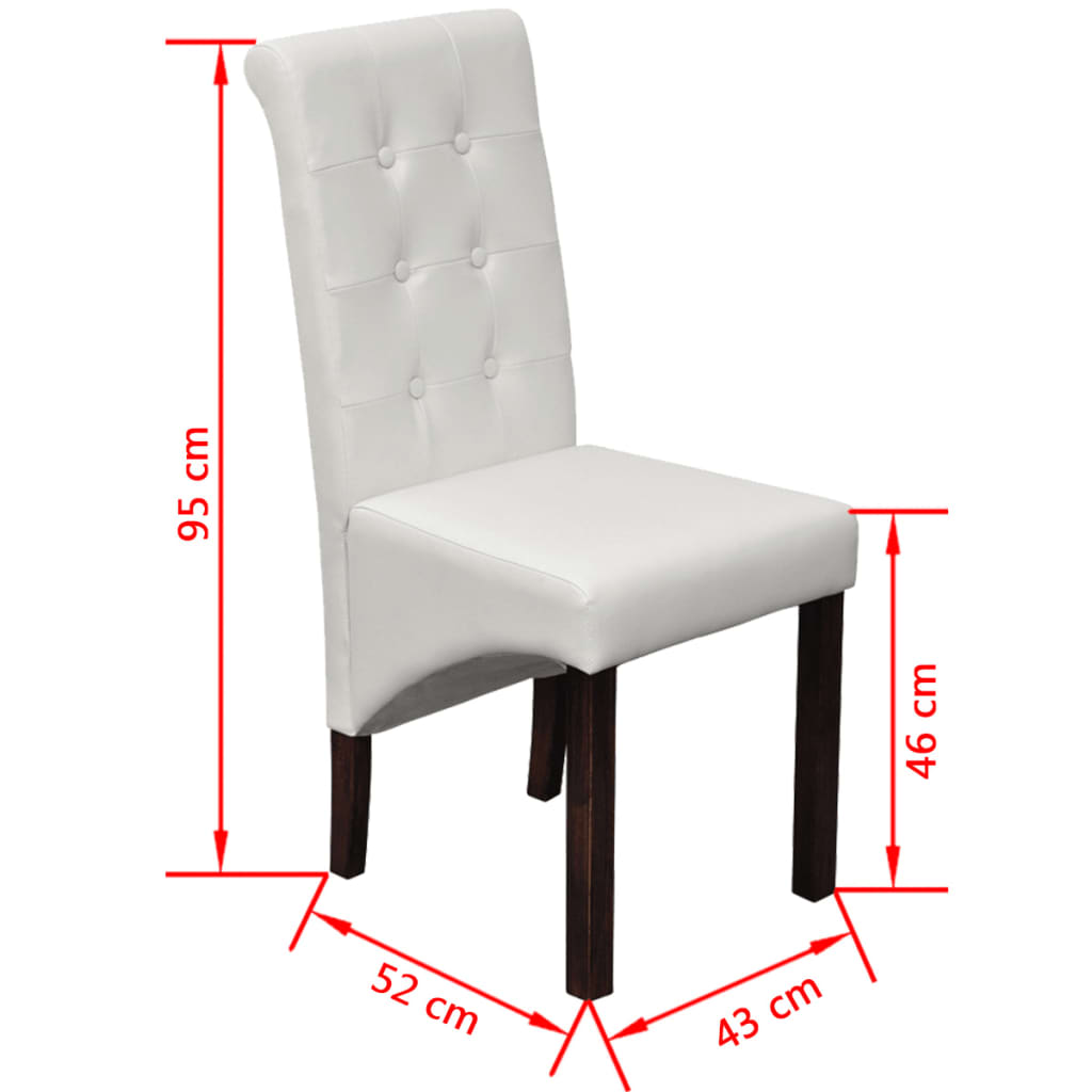 Dining room chairs 6 pcs. White faux leather