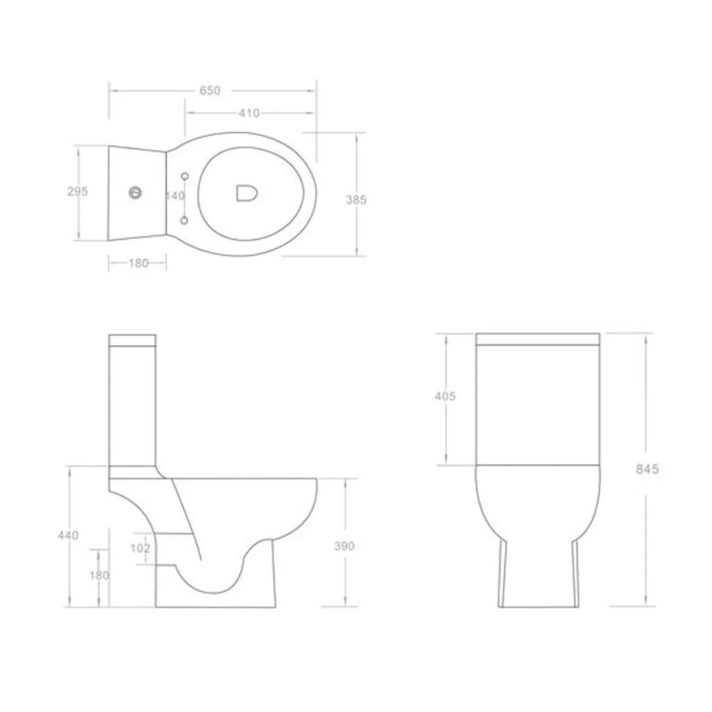 Keramik-Toilette Abgang Horizontal Schwarz