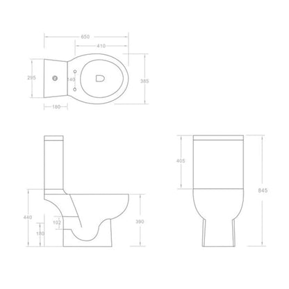 Keramik-Toilette Abgang Horizontal Schwarz