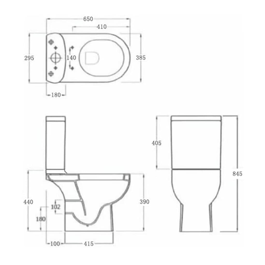 Keramik-Toilette Abgang Horizontal Weiß