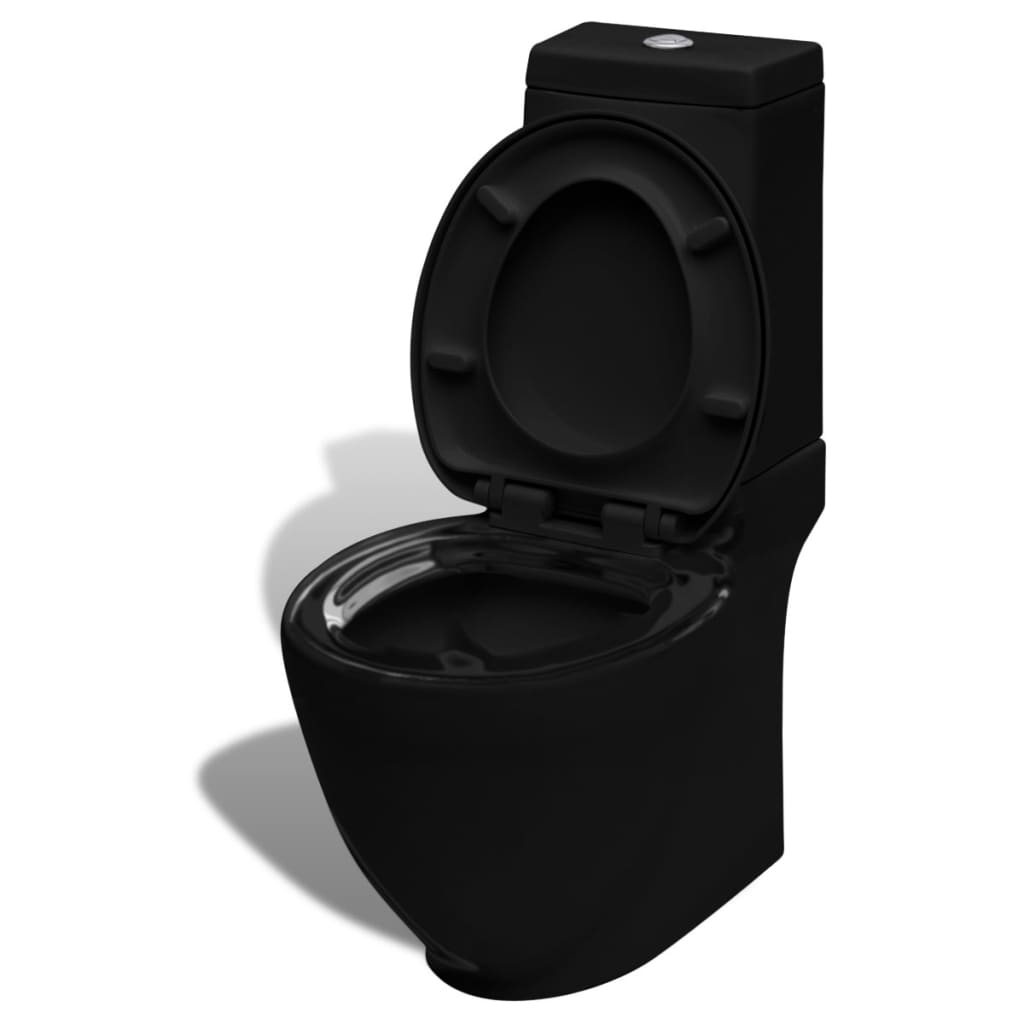 Stand-WC & Bidet Set Schwarz Keramik