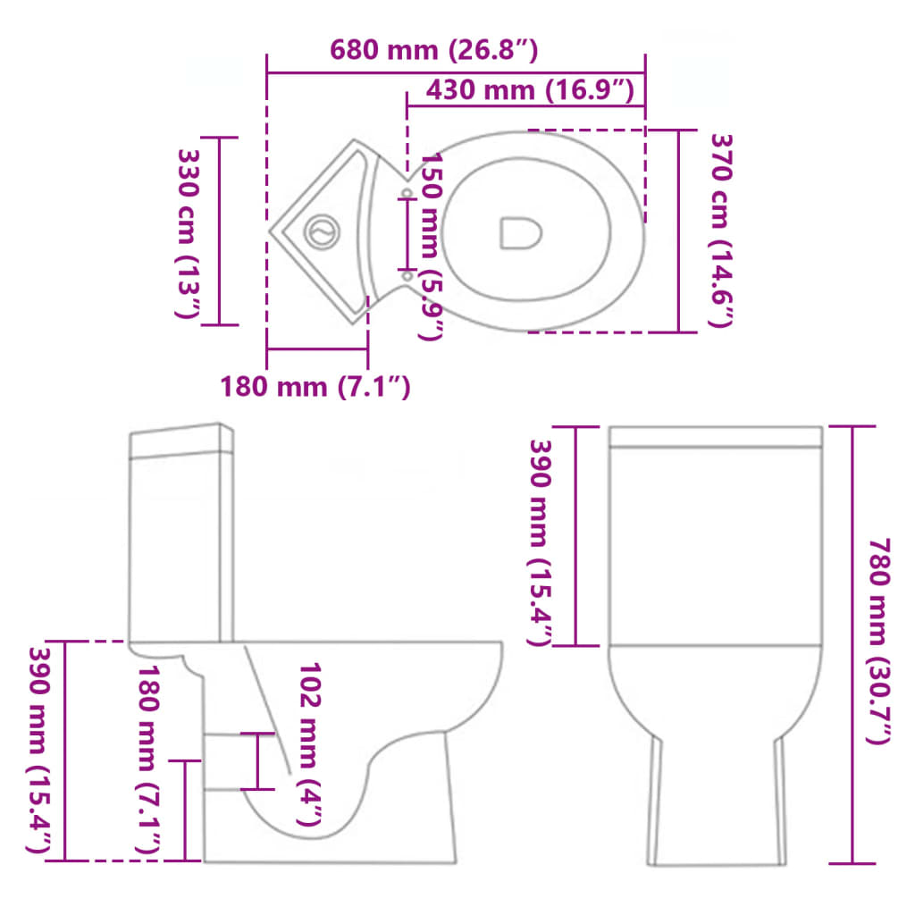 Toilet for corner ceramic white