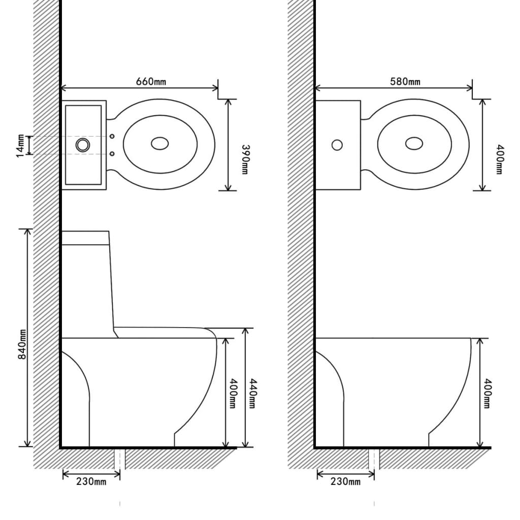 Toiletten & Bidet Set Weiß Keramik