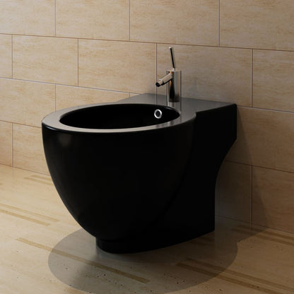 Keramik-WC & Bidet-Set Schwarz