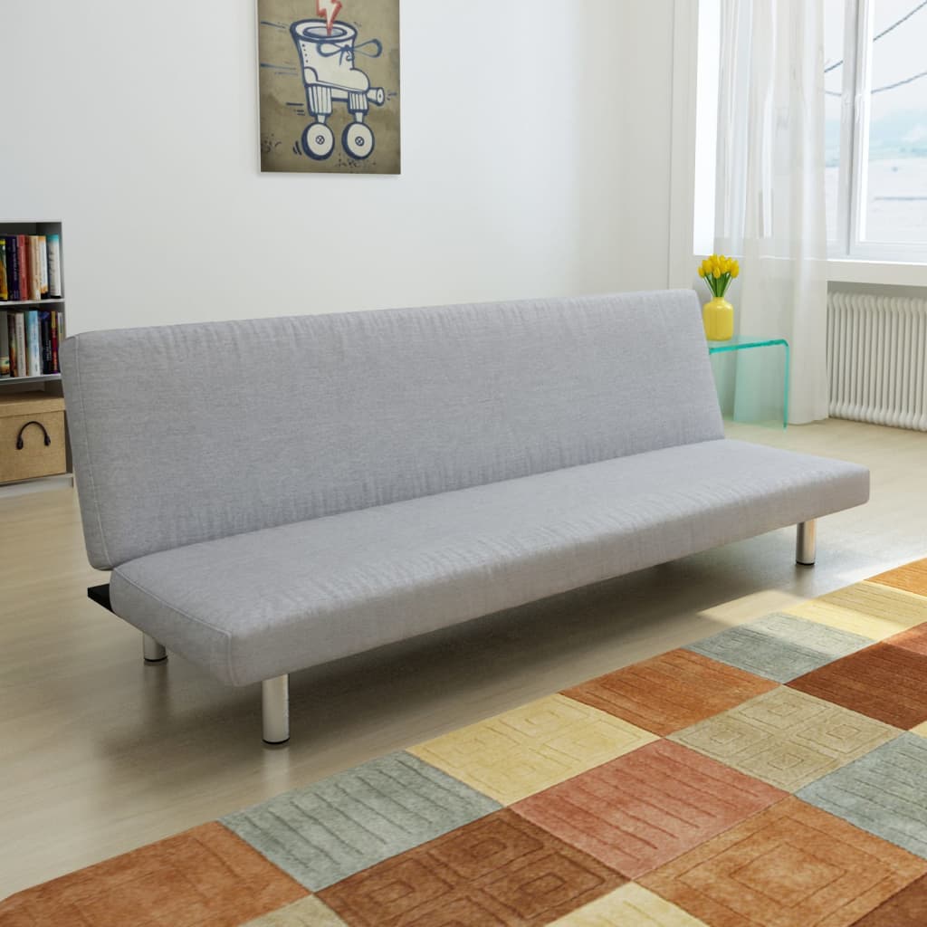 Sofa bed light grey polyester