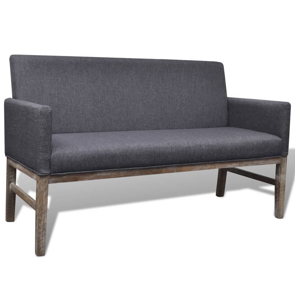 Bench with upholstery fabric rubber wood dark grey