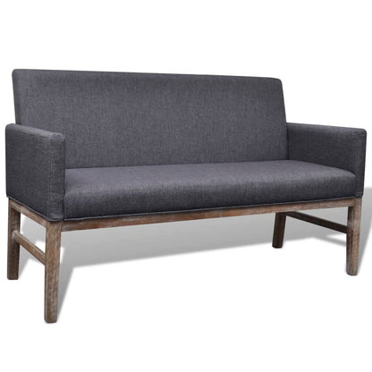 Bench with upholstery fabric rubber wood dark grey