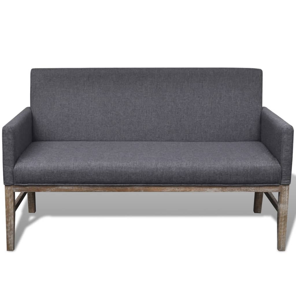 Bench with upholstery fabric rubber wood dark grey