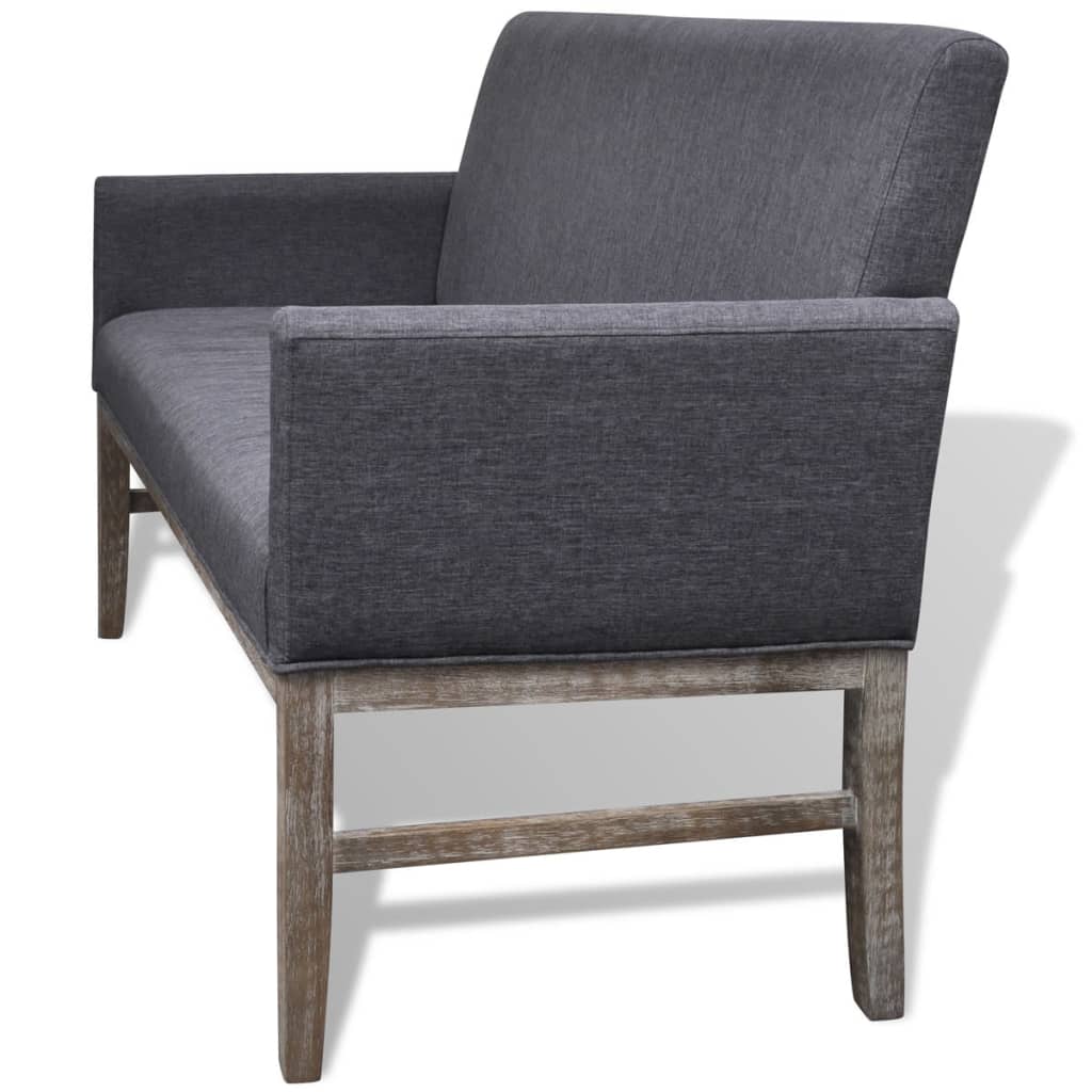 Bench with upholstery fabric rubber wood dark grey