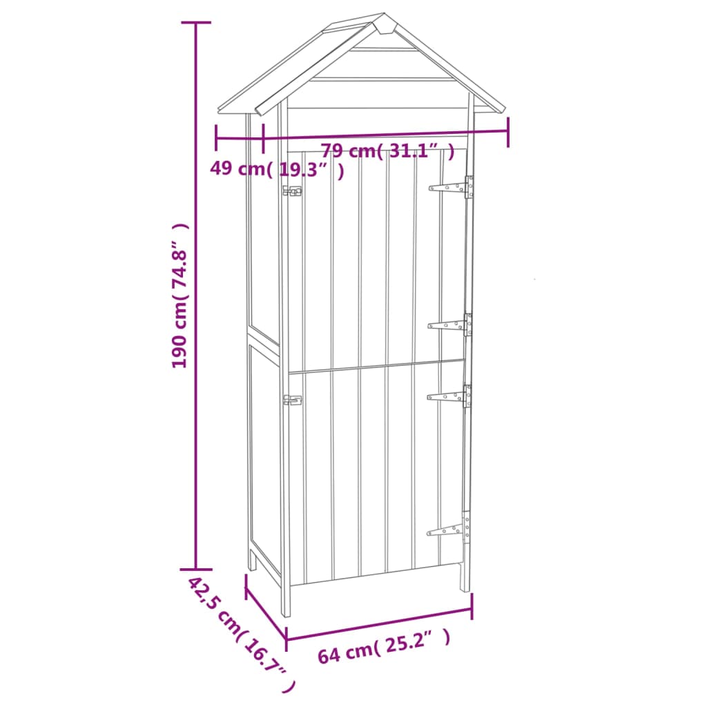 Garden cabinet brown 42.5x64x190 cm