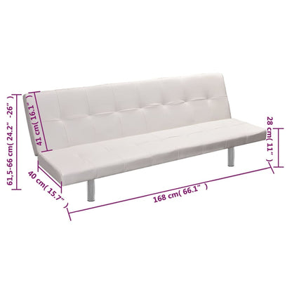 Schlafsofa mit 2 Kissen Kunstleder Ausziehbar Cremeweiß