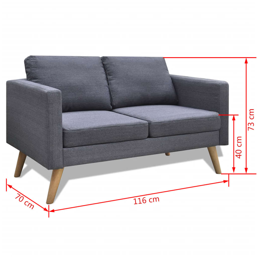 Sofa 2-seater fabric dark grey