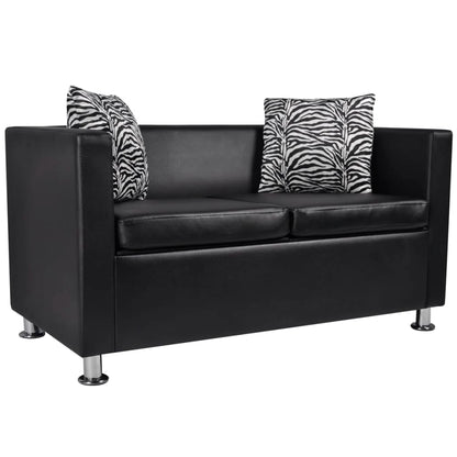 2-Sitzer-Sofa Kunstleder Schwarz