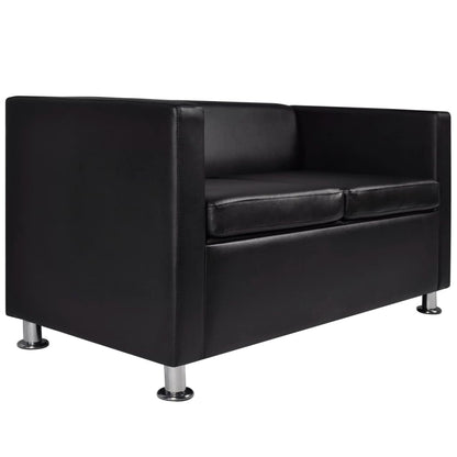 2-Sitzer-Sofa Kunstleder Schwarz