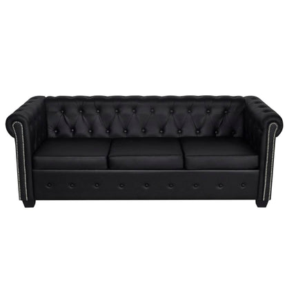 Chesterfield sofa 3-seater faux leather black