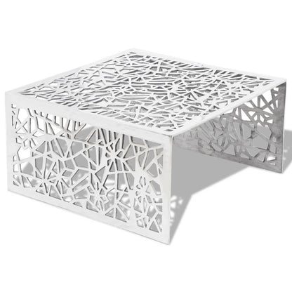 Couchtisch Silbern Geometrisches Lochmuster Aluminium