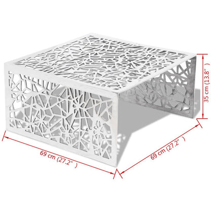 Couchtisch Silbern Geometrisches Lochmuster Aluminium