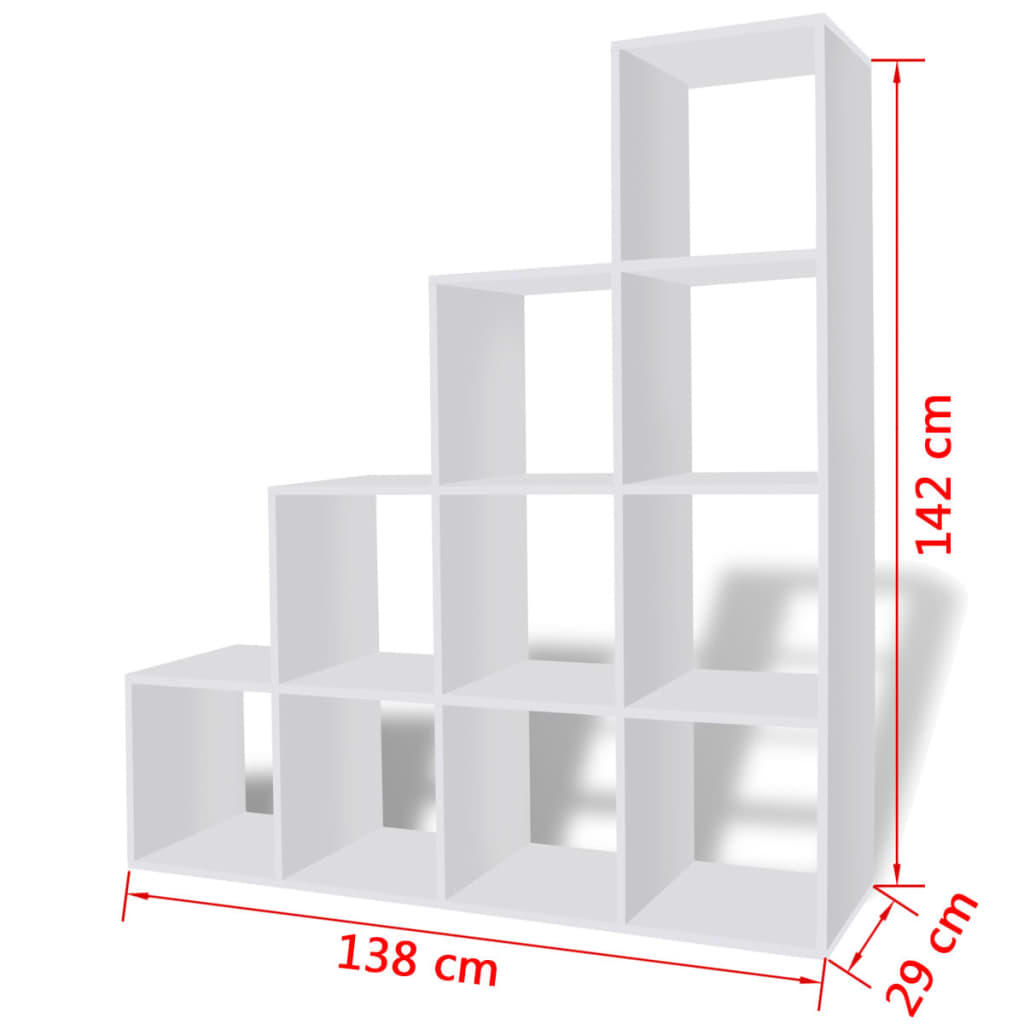 Staircase bookcase 142 cm white