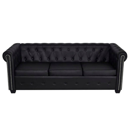 Chesterfield sofas 2-seater and 3-seater faux leather black