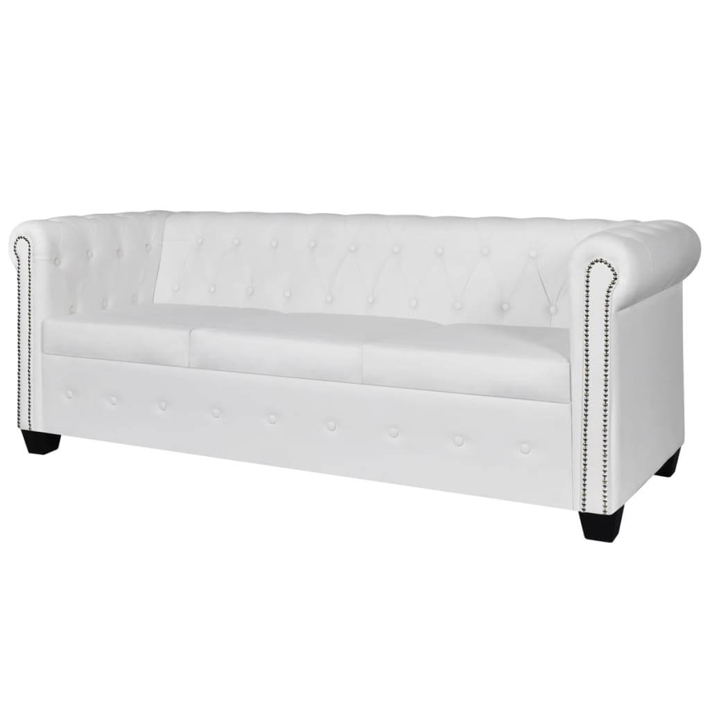 vidaXL Chesterfield-Sofas 2-Sitzer und 3-Sitzer Kunstleder Weiß